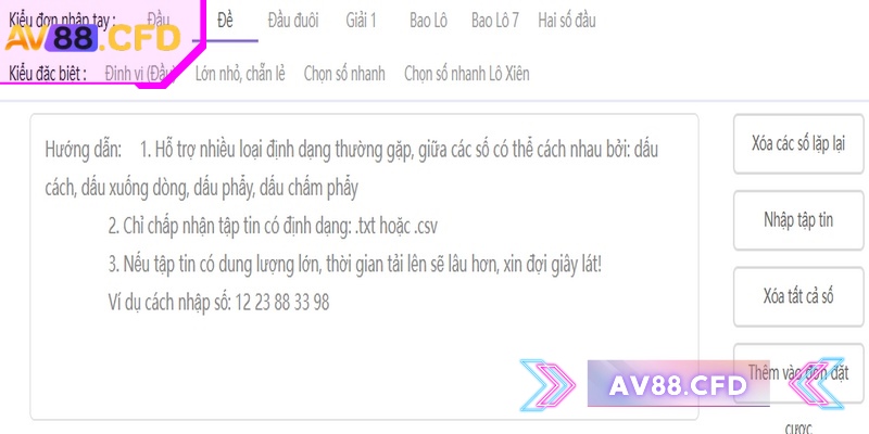 Xổ số 3 miền AV88 hướng dẫn chốt cược dễ hiểu